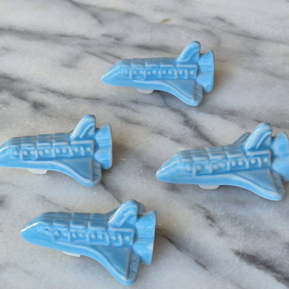 Wade Blue Ceramic Space Shuttle Figurines